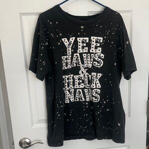 Black Graphic Tee with Splatter Design